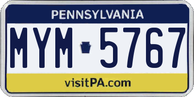 PA license plate MYM5767