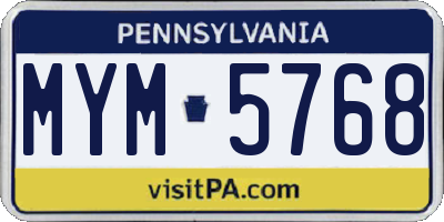 PA license plate MYM5768