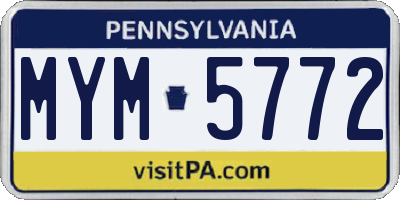 PA license plate MYM5772