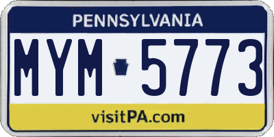 PA license plate MYM5773