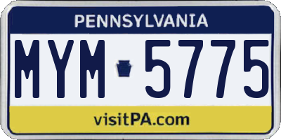 PA license plate MYM5775