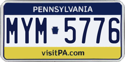PA license plate MYM5776