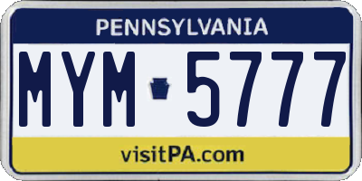 PA license plate MYM5777