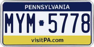 PA license plate MYM5778