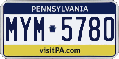 PA license plate MYM5780
