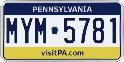 PA license plate MYM5781