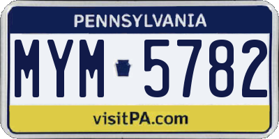 PA license plate MYM5782