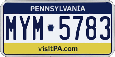 PA license plate MYM5783