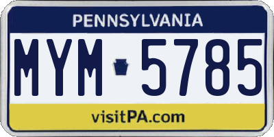 PA license plate MYM5785