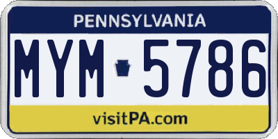 PA license plate MYM5786