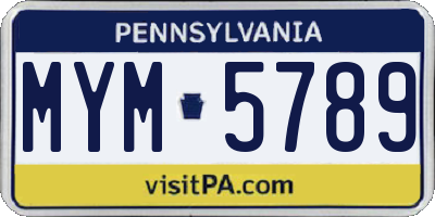 PA license plate MYM5789