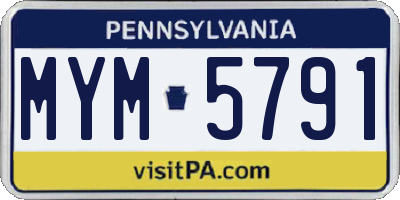 PA license plate MYM5791