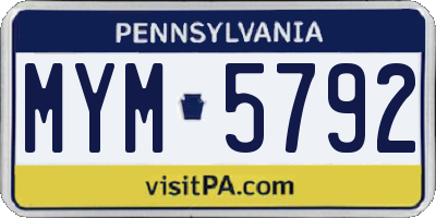 PA license plate MYM5792