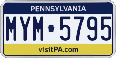 PA license plate MYM5795