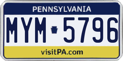 PA license plate MYM5796