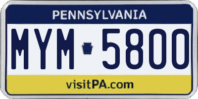 PA license plate MYM5800