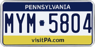 PA license plate MYM5804