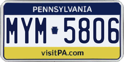PA license plate MYM5806