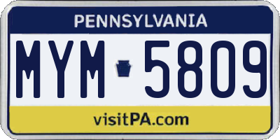 PA license plate MYM5809