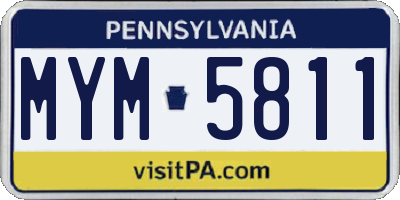 PA license plate MYM5811