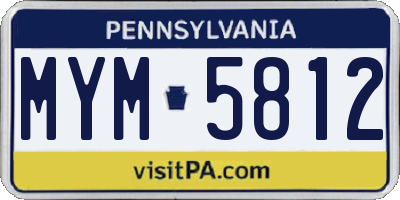 PA license plate MYM5812