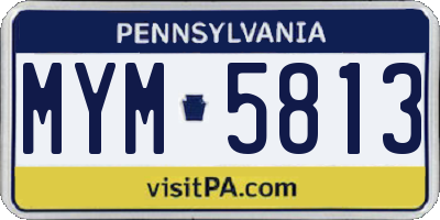 PA license plate MYM5813