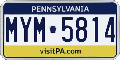 PA license plate MYM5814