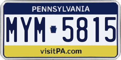 PA license plate MYM5815