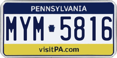 PA license plate MYM5816