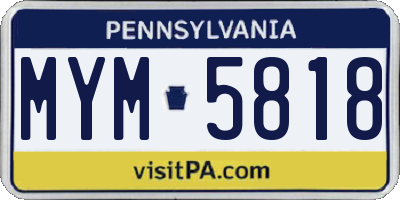 PA license plate MYM5818