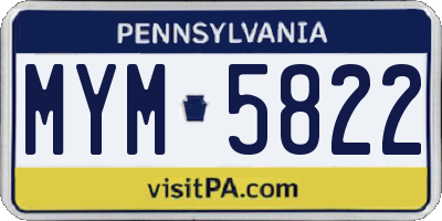 PA license plate MYM5822