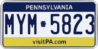 PA license plate MYM5823