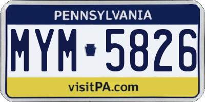 PA license plate MYM5826