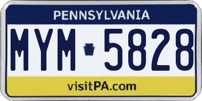 PA license plate MYM5828