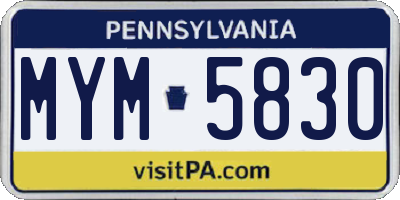 PA license plate MYM5830