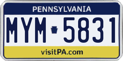 PA license plate MYM5831