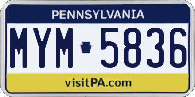 PA license plate MYM5836