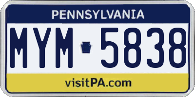 PA license plate MYM5838
