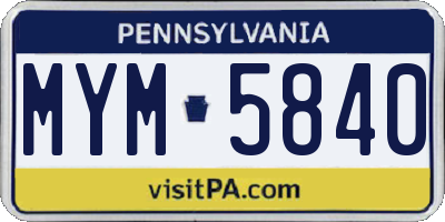 PA license plate MYM5840