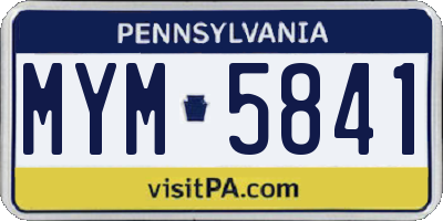 PA license plate MYM5841