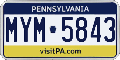 PA license plate MYM5843