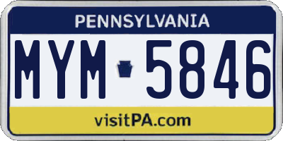PA license plate MYM5846