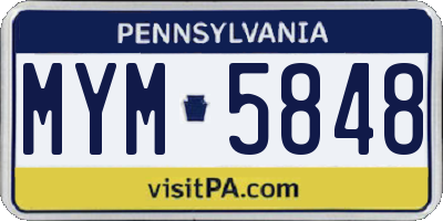 PA license plate MYM5848