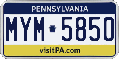 PA license plate MYM5850