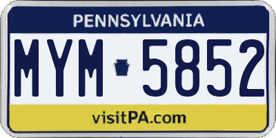 PA license plate MYM5852