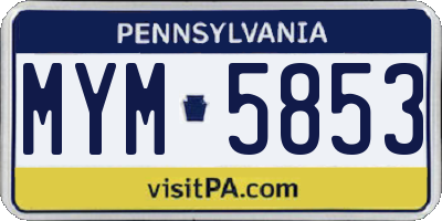PA license plate MYM5853