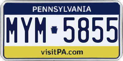 PA license plate MYM5855