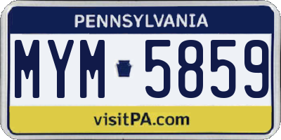 PA license plate MYM5859