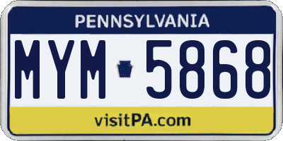 PA license plate MYM5868