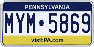 PA license plate MYM5869